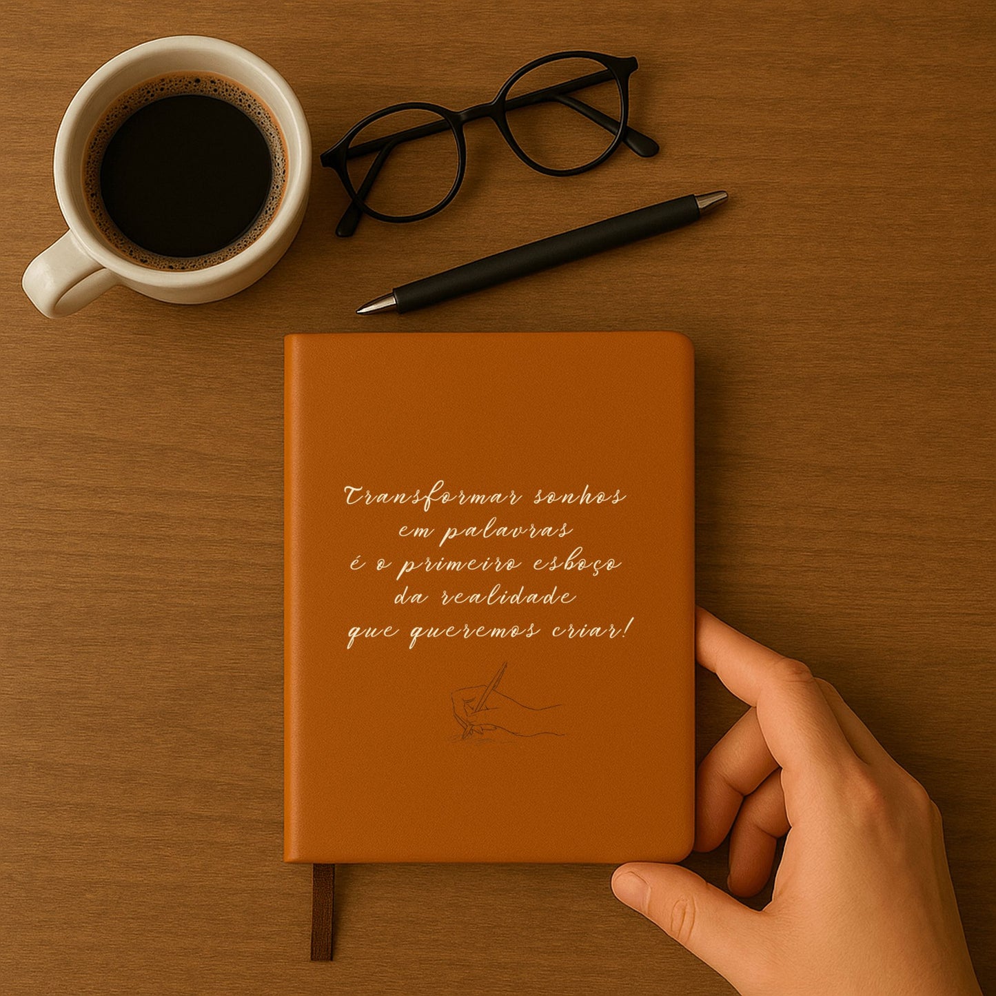 Caderno de edição premium com gravação exclusiva (A5)