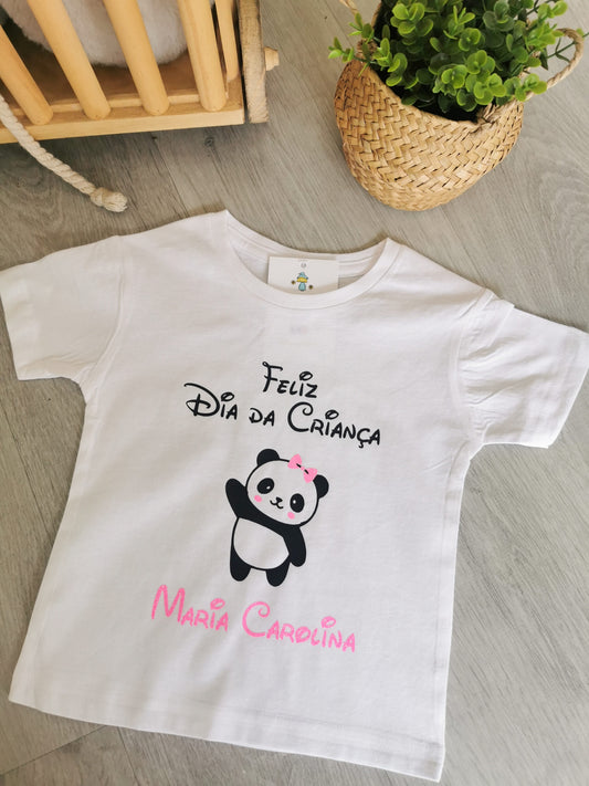 Tshirt ou body "Feliz dia da Criança" - Modelo Panda