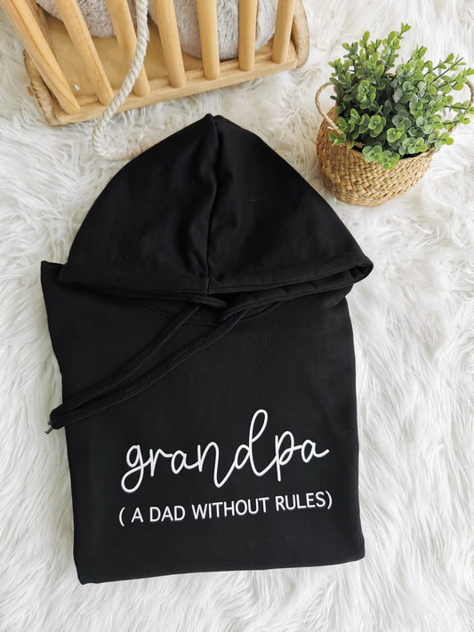 Hoodie "Grandpa - a dad without rules" / "Grandma - a mom without rules"